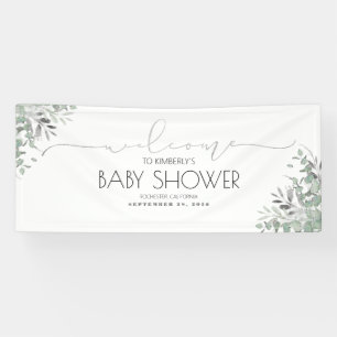 Branches vertes en argent Bannière Baby shower