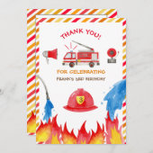 Brand brandweermotor Birthday party bedankt (Voorkant / Achterkant)