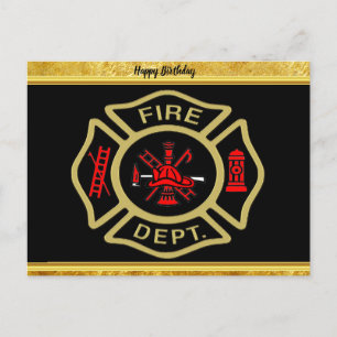 Brand Departement logo Gold en backbadge Gold Briefkaart