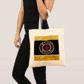 Brand Departement logo Gold en backbadge Gold Tote Bag (Voorkant (product))
