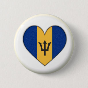 BRAND NIEUW!! - BARBADOS HEART PIN BACK BADGE RONDE BUTTON 5,7 CM