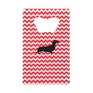 Brand Rood Chevron met Dachshund Kredietkaart Flessenopener