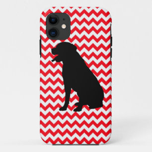 Brand Rood Chevron met Labrador Silhouette iPhone 11 Hoesje