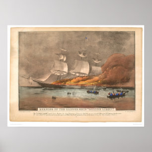 Brand van het clipperschip "Golden Light" (0143A) Poster