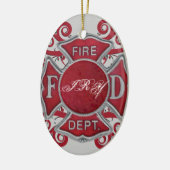 Brandafdeling Aangepast monogram Keramisch Ornament (Links)