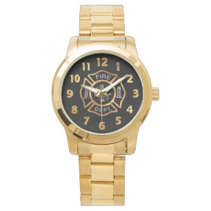 Brandafdeling Badge Gold Horloge