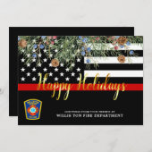 Brandafdeling Eerste kerstdagen Aangepaste dunne r Feestdagenkaart (Voorkant / Achterkant)