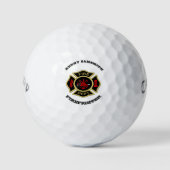 Brandafdeling logo Black en Gold Badge Golfballen (Voorkant)