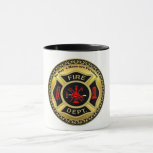 Brandafdeling logo Black en Gold Badge Mok