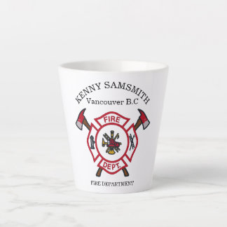 Brandafdeling logo, witte en rode badge latte mok