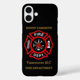 Brandafdeling logo, zwart en rode badge11 iPhone 16 plus hoesje