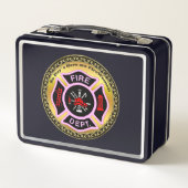 Brandafdeling logo, zwart en roze badge (Achterkant)