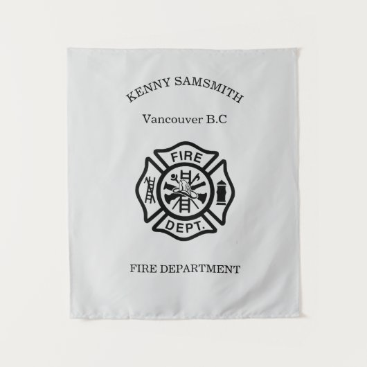 Brandafdeling logo Zwart-wit Wandkleed (Voorkant)