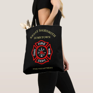 Brandafdeling logo, zwarte en rode badge draagtas