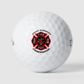 Brandafdeling logo, zwarte en rode badge golfballen (Voorkant)