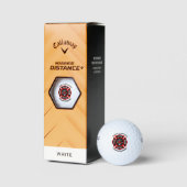 Brandafdeling logo, zwarte en rode badge golfballen (Verpakking)