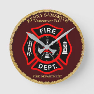 Brandafdeling Zwarte en rode badge 4 Ronde Klok
