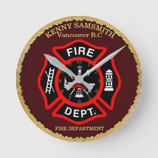 Brandafdeling Zwarte en rode badge 4 Ronde Klok