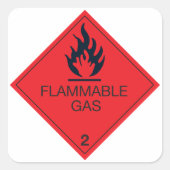 Brandbaar gas Veiligheidslabel Waarschuwingsbord v Vierkante Sticker (Voorkant)
