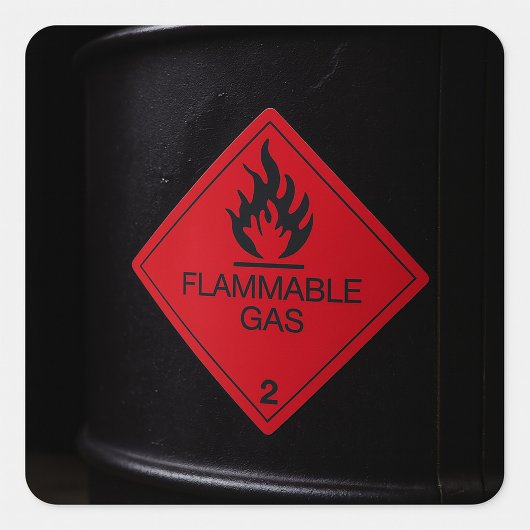 Brandbaar gas Veiligheidslabel Waarschuwingsbord v Vierkante Sticker