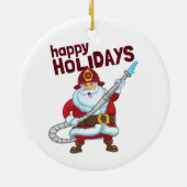 Brandbestrijding Kerstman Kerstman Brandweerman Keramisch Ornament (Achterkant)
