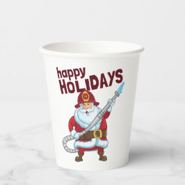 Brandbestrijding Kerstman Kerstman Brandweerman Papieren Bekers