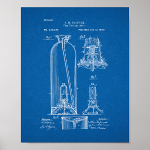 Brandblusapparaat - Blauwdruk Poster