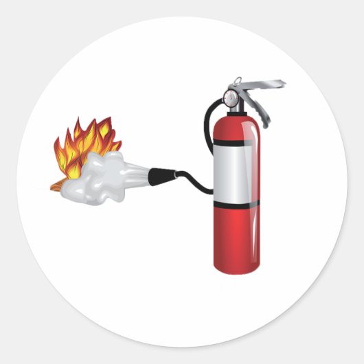 Brandblusser die brandblusapparaten uitzetten Stic Ronde Sticker (Voorkant)