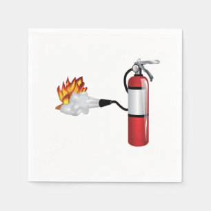 Brandblusser die brandpapieren servetten uitbrengt