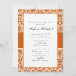 Brande Oranje Damask Bridal Shower Kaart