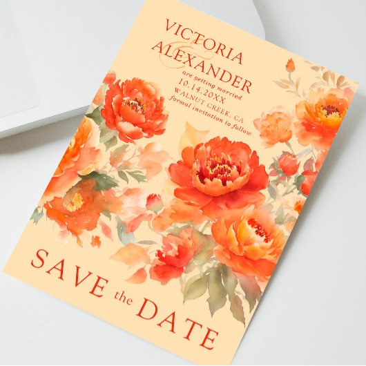 Brande Oranje Floral Wedding Save The Date
