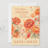 Brande Oranje Floral Wedding Save The Date (Voorkant)