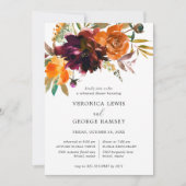 Brande Oranje Herfst Floral Rustic Rehearsal Dinne Kaart (Voorkant)