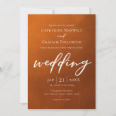 Brande Oranje Typografie Rustic Autumn Wedding Kaart (Voorkant)