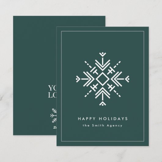 Branded Corporate Modern Snowflake Holiday Kaart (Voorkant / Achterkant)