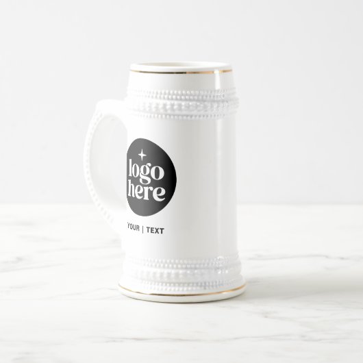 Branded Custom Text & Logo Beer Stein Mug (Devant gauche)