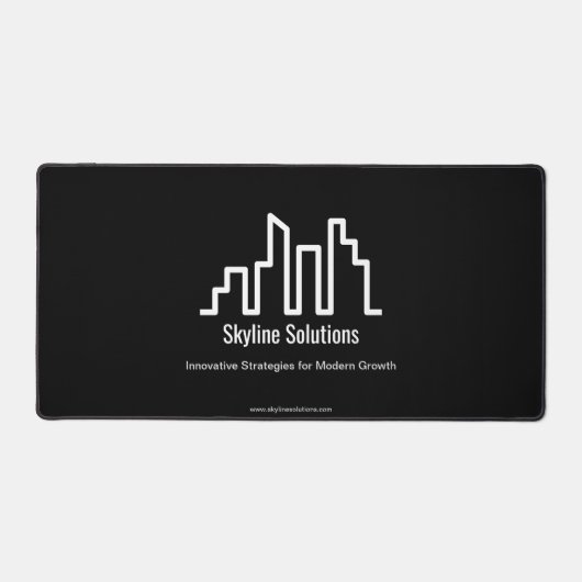 Branded Dark Black en White Professional Desk Mat (Voorkant)