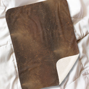 Branded Koeienhuid Faux Leather Naadloos Patroon Sherpa Deken