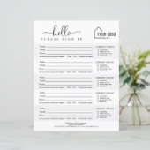 Branded Logo Real Estate Open House Sign-in Sheet (Staand voorkant)