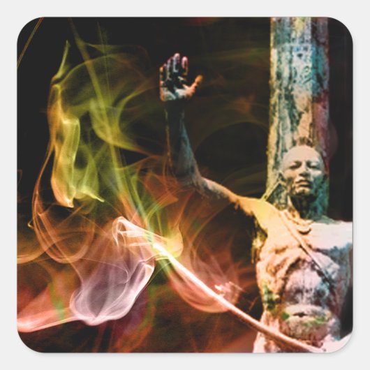 branden vierkante sticker (Voorkant)