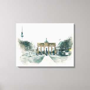 Brandenburg Gate Berlin Waterverf Painting Canvas Afdruk