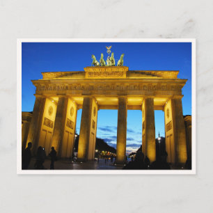 Brandenburgpoort 's Nachts Berlijn Duitsland Foto Briefkaart