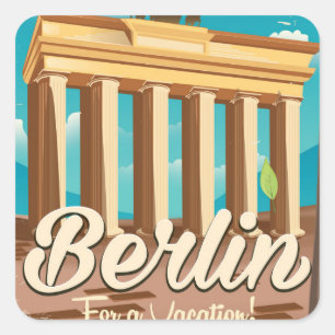 Brandenburgse poort, Berlijn cartooneske reisposte Vierkante Sticker