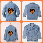 Brandend Hart op Vuur Fotografische Vlammen Denim Jacket