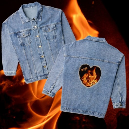 Brandend Hart op Vuur Fotografische Vlammen Denim Jacket