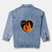 Brandend Hart op Vuur Fotografische Vlammen Denim Jacket (Achterkant)