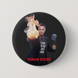 Brandend in je aanraking Zwarte T-shirt - Fabian S Ronde Button 5,7 Cm