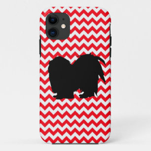 brandend roodbruin met sjiitische tzu silhouette iPhone 11 hoesje