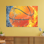 Brandende basketbal canvas afdruk (Insitu (Woonkamer))