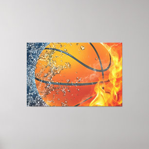 Brandende basketbal canvas afdruk